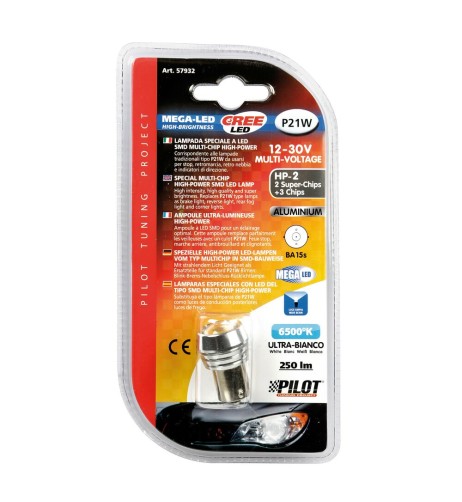 Lampadina auto P21W BA15s 5 mega led SMD 12V 