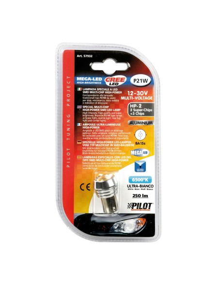 Lampadina auto P21W BA15s 5 mega led SMD 12V 