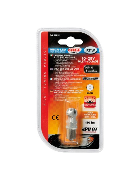 Lampadina auto BA15s P21W Mega Led HP 4 CREE 10 28V Arancio