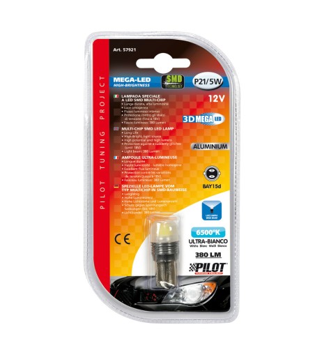 Lampadina Mega Led SMD 3D 12V BAY15d 380LM