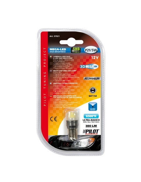 Lampadina Mega Led SMD 3D 12V BAY15d 380LM