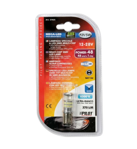 Lampadina auto P21 5W BAY15d 48 led SMD 12 24V doppia polarita 