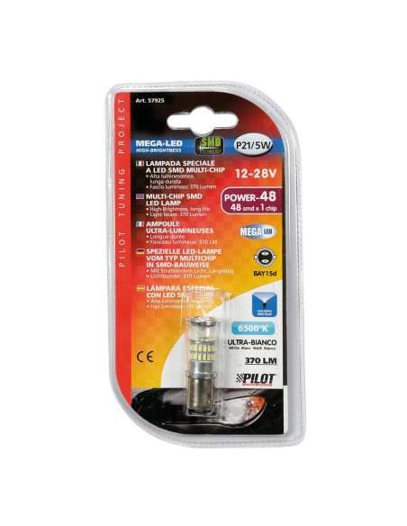 Lampadina auto P21 5W BAY15d 48 led SMD 12 24V doppia polarita 