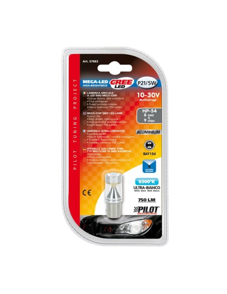 Lampadina auto BAY15d PY21 5W 6 mega Led CREE 10 30V Bianco