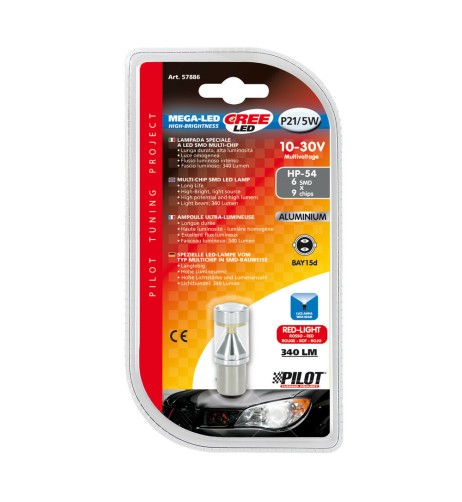 Lampadina auto BAY15d PY21 5W 6 mega Led CREE 10 30V Rosso
