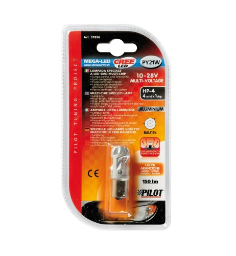 Lampadina auto BAU15s PY21W Mega Led HP 4 CREE 10 28V Arancio