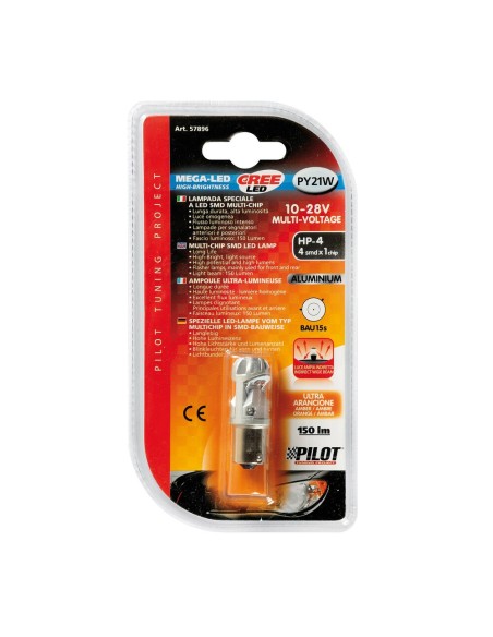 Lampadina auto BAU15s PY21W Mega Led HP 4 CREE 10 28V Arancio