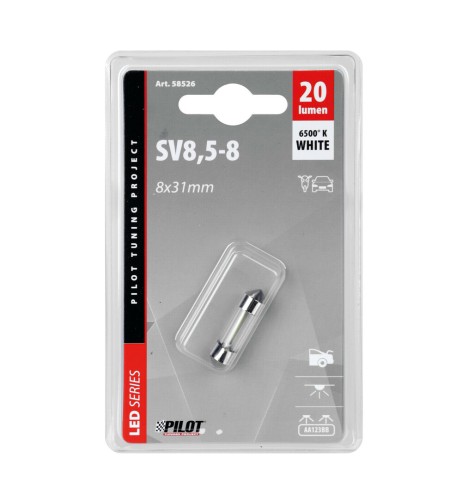 Lampadina auto Mega Led bianco 12V Siluro 8x31mm SV8 5 8