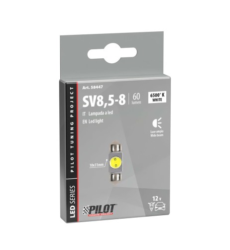 Lampadina siluro 12V SV8 5 8 10x31mm 1 LED