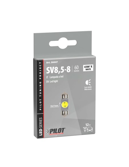 Lampadina siluro 12V SV8 5 8 10x31mm 1 LED
