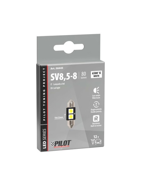 Lampadina siluro 12V SV8 5 8 10x31mm 2 LED