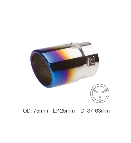 Terminale scarico universale inox singolo 37 63mm titanium look