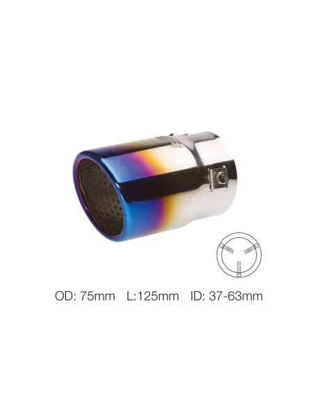Terminale scarico universale inox singolo 37 63mm titanium look