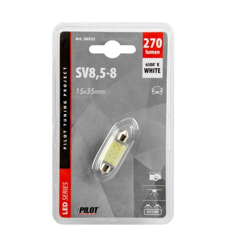 Lampadina auto Siluro SV8 5 8 27 Hyper LED 12V doppia polarita 15x35mm