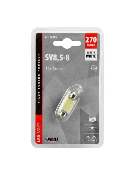 Lampadina auto Siluro SV8 5 8 27 Hyper LED 12V doppia polarita 15x35mm