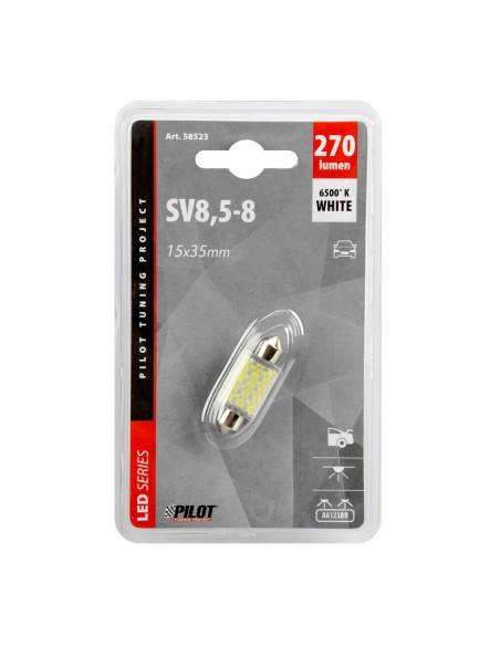 Lampadina auto Siluro SV8 5 8 27 Hyper LED 12V doppia polarita 15x35mm