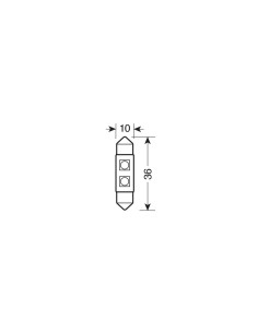 Lampadina siluro 12V SV8 5 8 C5W 10x36mm 2 LED 2