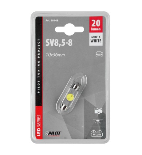 Lampadina siluro 12V SV8 5 8 C5W 10x36mm 1 LED