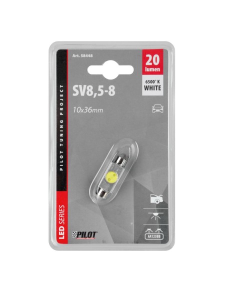 Lampadina siluro 12V SV8 5 8 C5W 10x36mm 1 LED