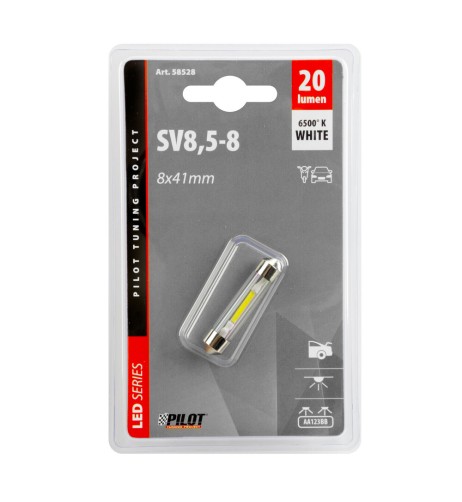 Lampadina auto Mega Led bianco 12V Siluro 8x41mm SV8 5 8