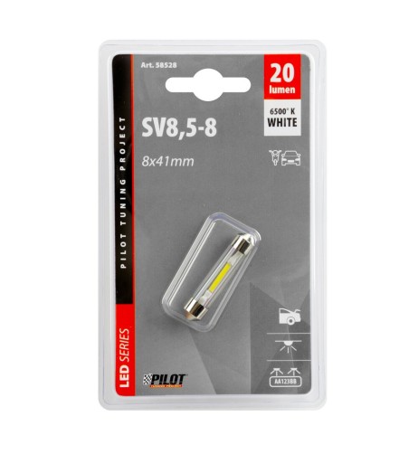 Lampadina auto Mega Led bianco 12V Siluro 8x41mm SV8 5 8