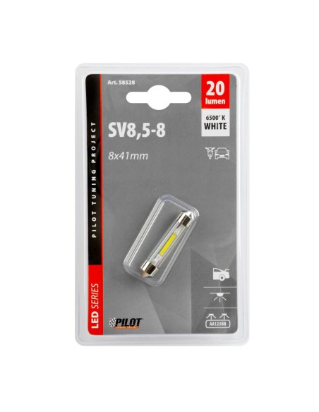 Lampadina auto Mega Led bianco 12V Siluro 8x41mm SV8 5 8