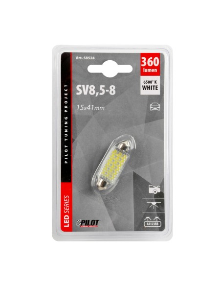 Lampadina auto Siluro SV8 5 8 36 Hyper LED 12V doppia polarita 15x41mm