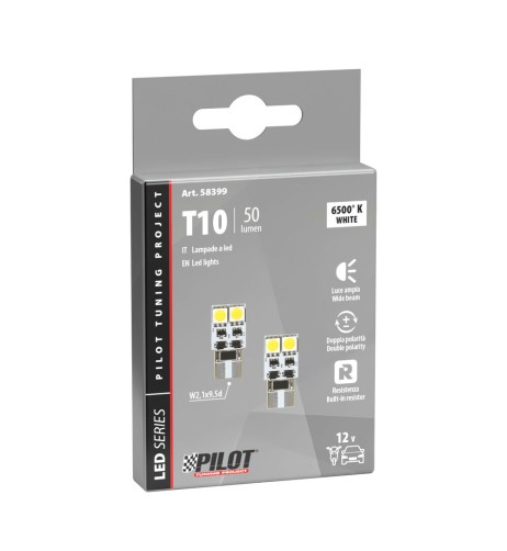 Lampadine auto T10 W2 1x9 5d 4 hyper led resistenza integrata 12V
