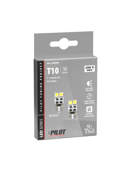 Lampadine auto T10 W2 1x9 5d 4 hyper led resistenza integrata 12V