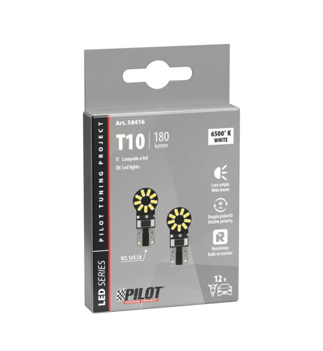 Coppia lampadine auto T10 18 Hyper LED 12V doppia polarita con resistenz