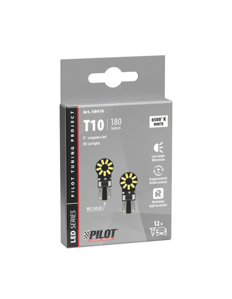 Coppia lampadine auto T10 18 Hyper LED 12V doppia polarita con resistenz