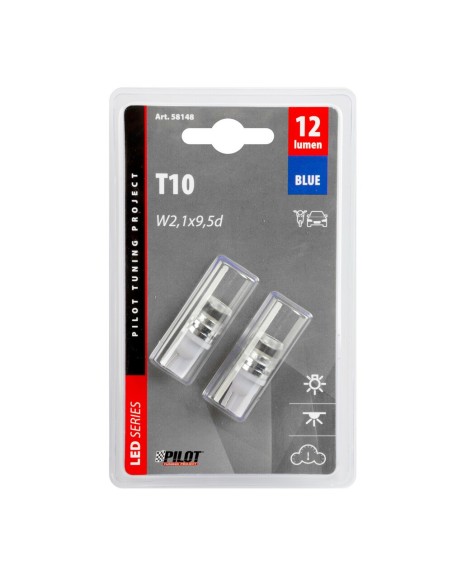 Lampadine auto T10 W2 1x9 5d 2 mega led SMD BLU 12V