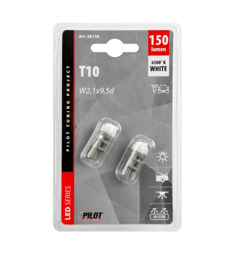 Coppia lampadine auto T10 a led 12V 3 SMD W2 1x9 5d 150LM 6500K