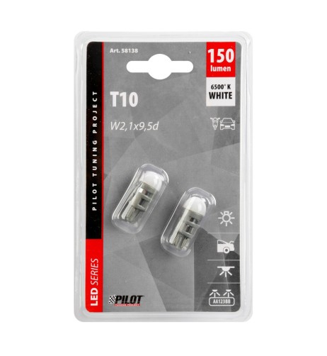 Coppia lampadine auto T10 a led 12V 3 SMD W2 1x9 5d 150LM 6500K