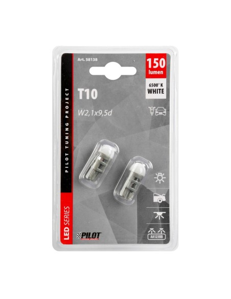 Coppia lampadine auto T10 a led 12V 3 SMD W2 1x9 5d 150LM 6500K