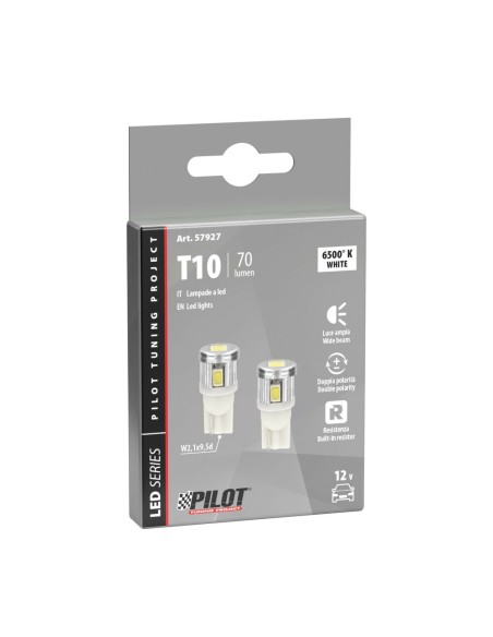 Coppia lampadine Mega Led 6 T10 W2 1x9 5d 12V