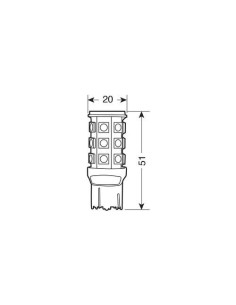 Lampadina T20 hyper led W3x16q W21 5W 12V 27 LED 2