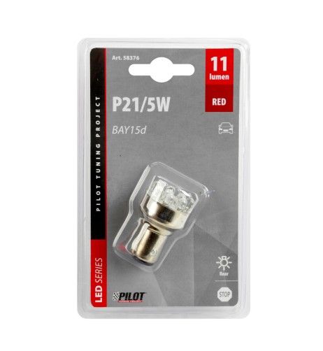 Lampadina singola Multi Led 11 Led 12V P21 5W BAY15d ROSSO
