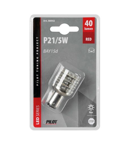 Lampadina singola Multi Led 36 Led 12V P21 5W BAY15d ROSSO