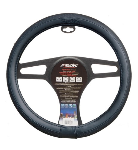Coprivolante auto diametro 37 39cm Simoni Racing Total Black eco pelle nera