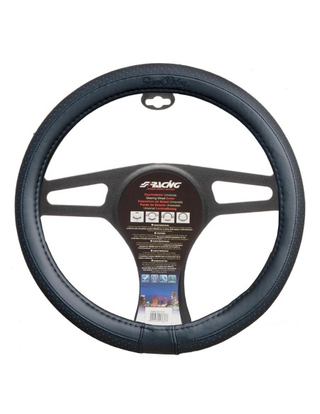 Coprivolante auto diametro 37 39cm Simoni Racing Total Black eco pelle nera
