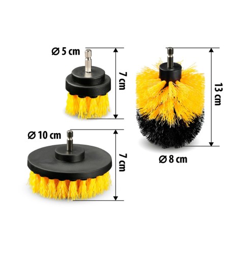 Set 3 spazzole pulizia per trapano