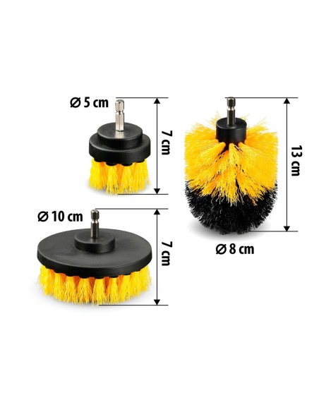 Set 3 spazzole pulizia per trapano