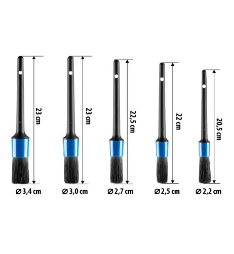 Set 5 pennelli professionali per detailing auto