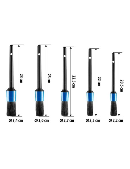 Set 5 pennelli professionali per detailing auto