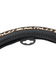 Coprivolante universale auto 37 39cm ecopelle con inserti leopardati 2