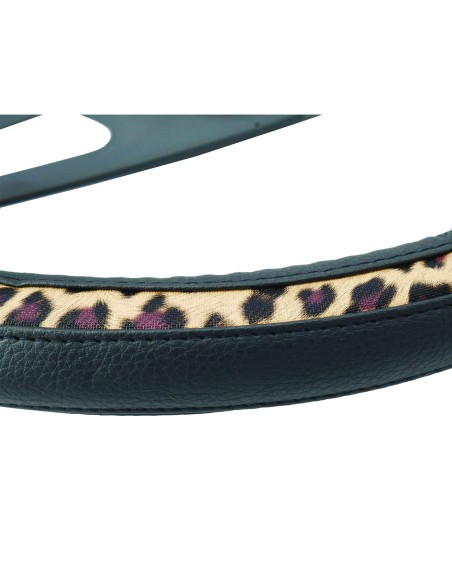 Coprivolante universale auto 37 39cm ecopelle con inserti leopardati