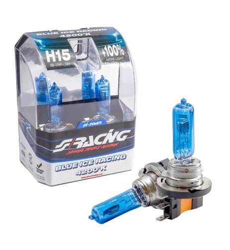 Kit 2 lampadine alogene H15 55 15W ghiaccio 4200K Blue Ice Simoni Racing