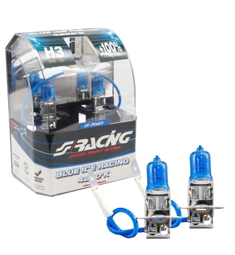 Kit 2 lampadine alogene H3 55W ghiaccio 4200K Blue Ice Simoni Racing