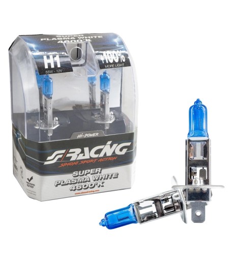 Kit 2 lampadine alogene H1 55W plasma 4600K Super Plasma White Simoni Racin